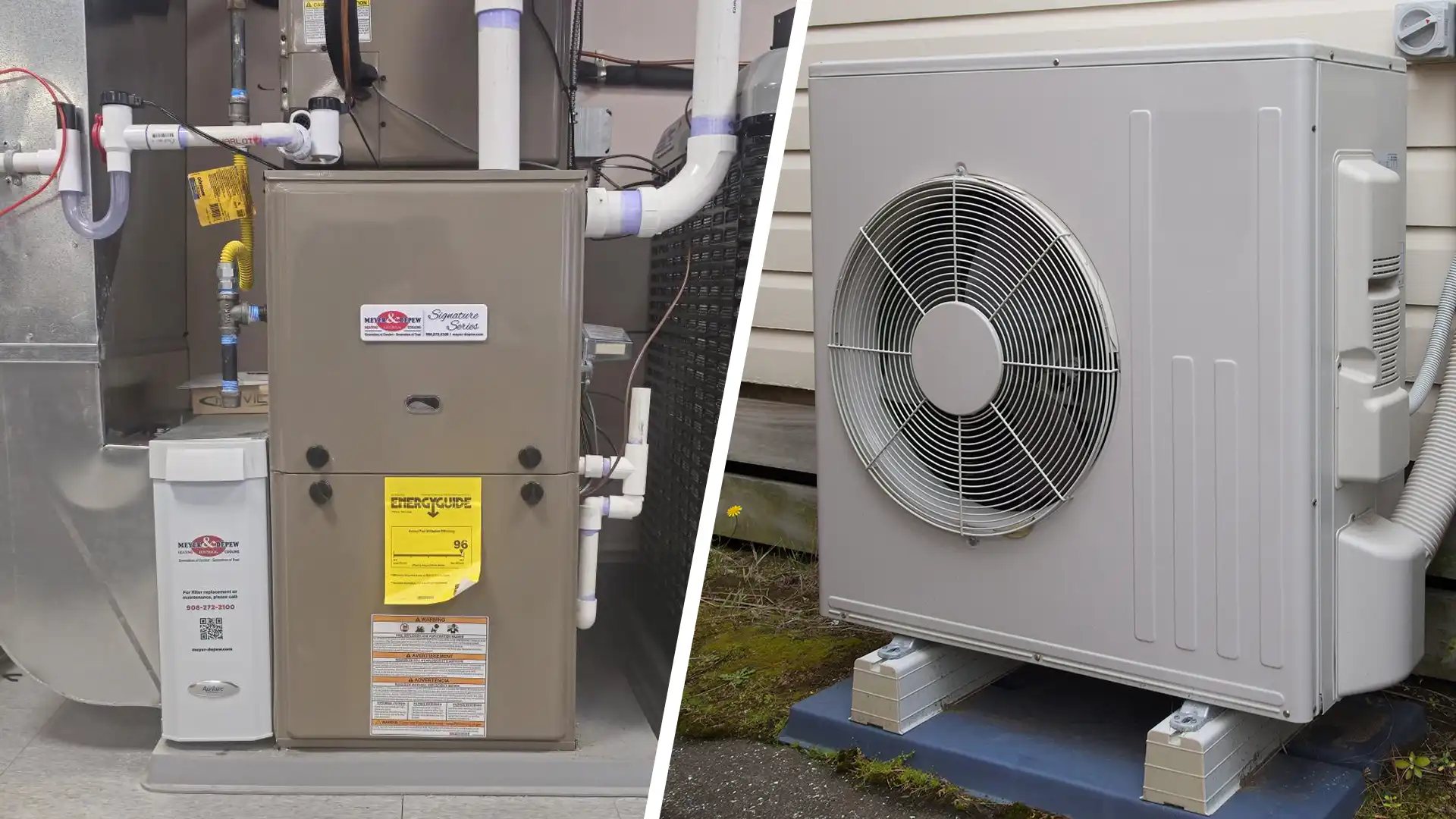 A dual heating system from Meyer & Depew with a gas furnace and heat pump for all four seasons in NJ